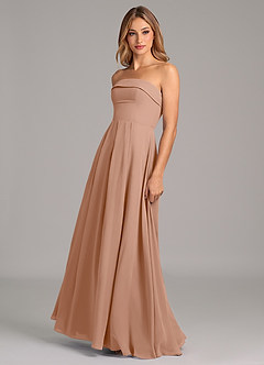 Azazie Lucienne Brudtärnklänningar Klänning av A-Linje i Chiffong Axelbandslös Champagne Ros Konvertibel image4