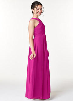 Azazie Kaleigh Junior Fuchsia A-Line Pleated Chiffon Dress image5