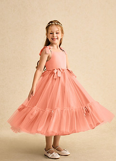 Azazie Jaci Flower Girl Dresses Sunset A-Line Spaghetti Strap Chiffon Dress image2