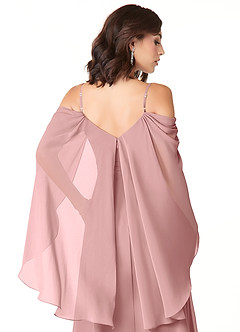 Azazie Cienna Bridesmaid Dresses Dusty Rose A-Line Off the Shoulder Chiffon Dress image3