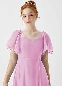 Azazie Chloe Junior Candy Pink A-Line Sweetheart Neckline Chiffon Dress image6