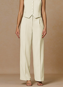 front Rowan Ivory Refined Weave Performance pants