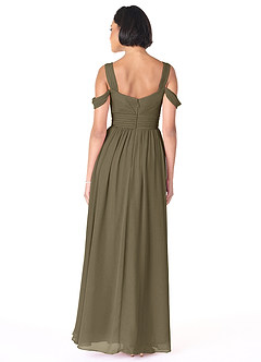 Azazie Lianne Bridesmaid Dresses Willow Green A-Line Off the Shoulder Chiffon Dress image4