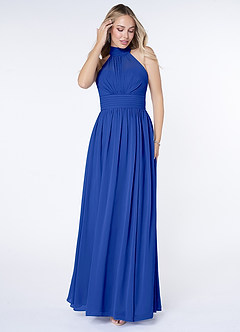Azazie Iman Brautjungfernkleider A-Linie A-Linie Gerüscht Chiffon Kleid Königsblau image4