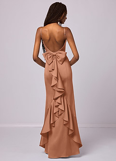 Barbie ♥ Azazie Robes de demoiselle d'honneur Robe Sirène en Satin extensible Arc Bronze image1