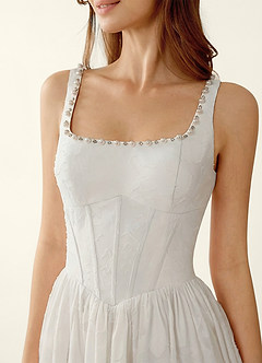 Ottavia White Jacquard Midi A-line Graduation Dress image6