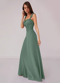 Barbie ♥ Azazie Bridesmaid Dresses Eucalyptus A-Line Sweetheart Neckline Chiffon Dress image3