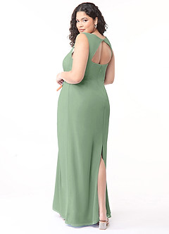 Azazie Flori Bridesmaid Dresses Matcha Sheath Square Neckline Chiffon Dress image10