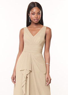 Azazie Julianna Bridesmaid Dresses Champagne A-Line Chiffon Dress image5