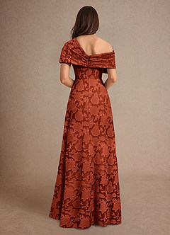 Azazie Milton 신부의 어머니 드레스 A라인 주름진 플로럴 번아웃 플로어 길이 드레스 image2