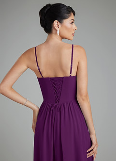 Azazie Alisha Bridesmaid Dresses Grape A-Line Corset Chiffon Dress image10