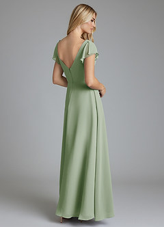 Azazie Omari Bridesmaid Dresses Dusty Sage A-Line Chiffon Dress image2