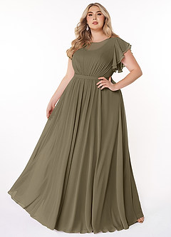 Azazie Daphne Modest Bridesmaid Dresses A-Line Ruffled Chiffon Floor-Length Dress image6