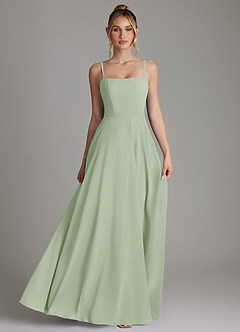 Azazie Elita Bridesmaid Dresses Dusty Sage A-Line Pleated Chiffon Dress image4