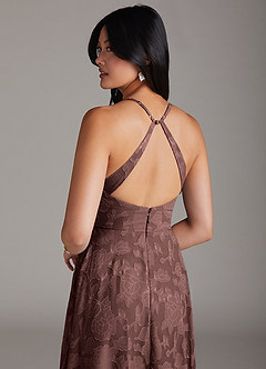 Azazie Davis Robes de demoiselle d'honneur Robe Trapèze en Blumen-Burnout Plissée Expresso image6