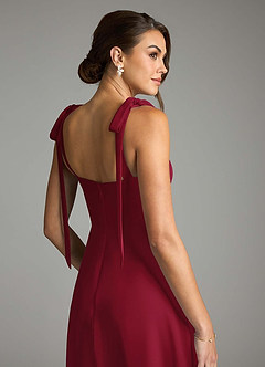 Azazie Debra Bridesmaid Dresses Burgundy A-Line with Pockets Chiffon Convertible Dress image9