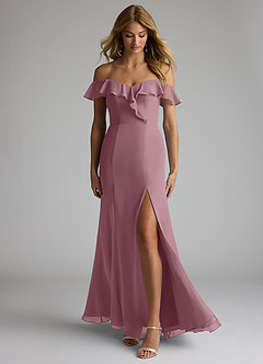 Azazie Sophie Bridesmaid Dresses Vintage Mauve A-Line Off the Shoulder Chiffon Convertible Dress image1