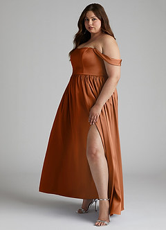 Azazie Morana Final Sale Amethyst A-Line Off the Shoulder Stretch Satin Convertible Dress image13