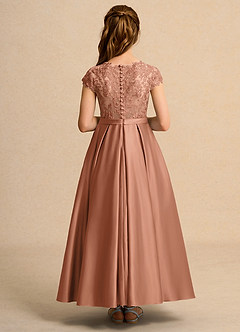 Azazie Bunny Junior Formal Robe Demoiselle D'honneur Fillette Robe Princesse en Dentelle Bronze image2
