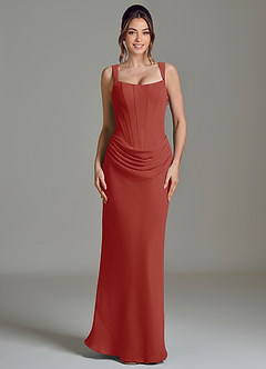 Azazie Niamh Bridesmaid Dresses Terracotta Mermaid Corset Chiffon Dress image3