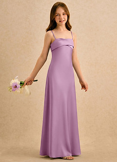 Azazie Mirabella Girls Formal Flower Girl Klänningar Klänning Tubklänning i Stretch Satin Hjärtformad urringning image4