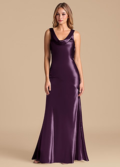 Azazie Rylina 신부 들러리 드레스 인어 메탈릭 새틴 바닥 길이 드레스 image5