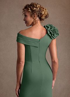 Azazie Gwynne vestidos de madre de la novia Vestido de Eucalipto de Crepé elástico de Corte Sirena con Vestidos sin tirantes image8