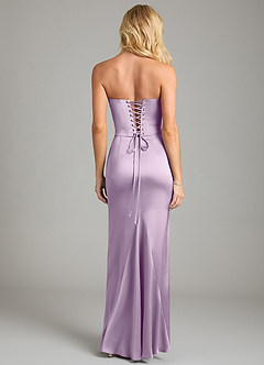 Azazie Sorrel Bridesmaid Dresses Frosted Lilac Mermaid Strapless Stretch Satin Convertible Dress image2