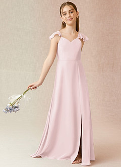 Azazie Everett Junior Blushing Pink A-Line Chiffon Dress image2