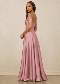 Christian Siriano Bridal for Azazie 1002 Bridesmaid Dresses Dusty Rose A-Line Off the Shoulder Stretch Satin Convertible Dress image3