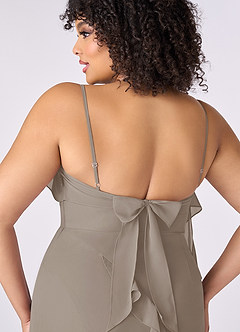 Barbie ♥ Azazie Bridesmaid Dresses Taupe Sheath Bow Chiffon Dress image8