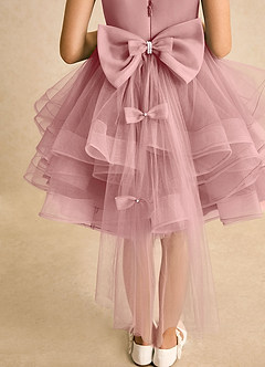Azazie Tinie Robe Demoiselle D'honneur Fillette Robe Princesse en Tulle Nœud Rose Poussiéreuse image7