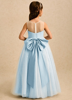 Azazie Addison Robe Demoiselle D'honneur Fillette Robe Princesse en Tulle Sequins Bleu Ciel image2