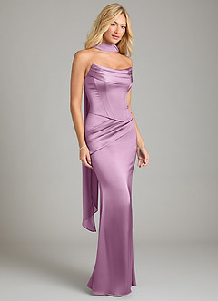 Azazie Sorrel Bridesmaid Dresses Wisteria Mermaid Strapless Stretch Satin Convertible Dress image8