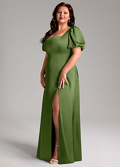 Azazie Fyona Bridesmaid Dresses Juniper A-Line Pleated Stretch Satin Dress image10