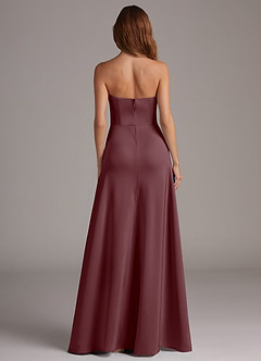 Azazie Wren Jurken voor bruidsmeisjes Converteerbaar Jurk van Stretch Satijn met A-Lijn Strapless Sangria image5