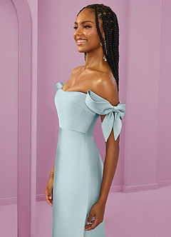 Barbie ♥ Azazie Jurken voor bruidsmeisjes Converteerbaar Jurk van Stretch Satijn met Kolom Off the Shoulder De Nevel image6