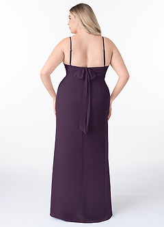 Azazie Mai Brautjungfernkleider Etui Plissee Chiffon Kleid Pflaume image8