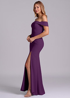 Azazie Luciana Bridesmaid Dresses Grape Sheath Off the Shoulder Chiffon Convertible Dress image4