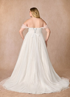 Azazie Maia Wedding Dresses Diamond White A-Line Off the Shoulder Tulle Dress image16