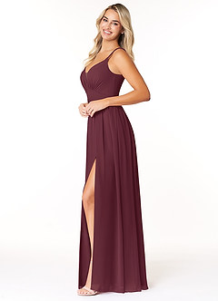 Azazie Rayna Brautjungfernkleider A-Linie V-Hals Gefaltet Chiffon Kleid Cabernetrot image7