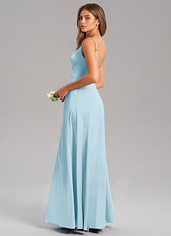 Azazie Talina Bridesmaid Dresses Sky Blue A-Line Stretch Satin Dress image6