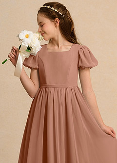 Azazie Lilia Junior Formal Flower Girl Klänningar Klä A-Linje i Chiffong med ärmar image5
