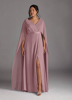 Azazie Isa Mother of the Bride Dresses Dusty Rose A-Line V-Neck Pleated Chiffon Dress image9