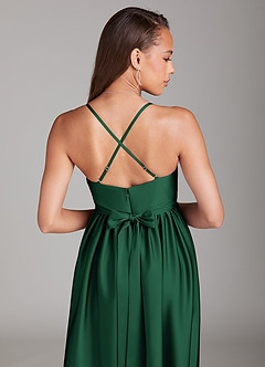 Azazie Llana Maternity Bridesmaid Dresses A-Line Stretch Satin Floor-Length Dress with Pockets image4