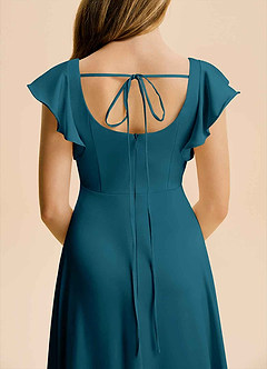 Azazie Bondi Junior A-Linie Seitliche Cut-Outs Stretch-Satin Kleid Tintenblau image6