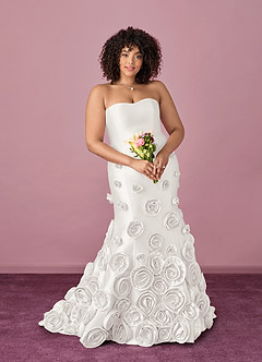 Barbie ♥ Azazie Wedding Dresses Diamond White Mermaid Strapless Mikado Dress image6