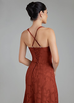 Azazie Bea Abiti da Damigella Abito A-Line in Burnout Floreale Corsetto Terracotta image2
