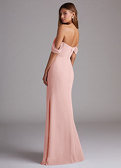 Azazie Saige Bridesmaid Dresses Powder Pink A-Line Off the Shoulder Chiffon Convertible Dress image8