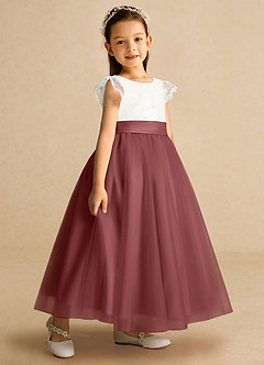 Azazie Pookie Flower Girl Dresses Amethyst A-Line Lace Tulle Dress image2